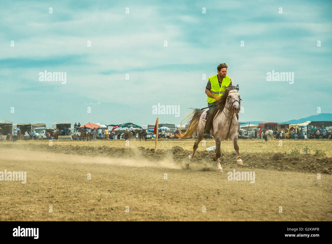 Izmir, Turchia - 29 Maggio 2016.scena da cavallo Rahvan concorrenza in Menemens Seyrek village. Foto Stock