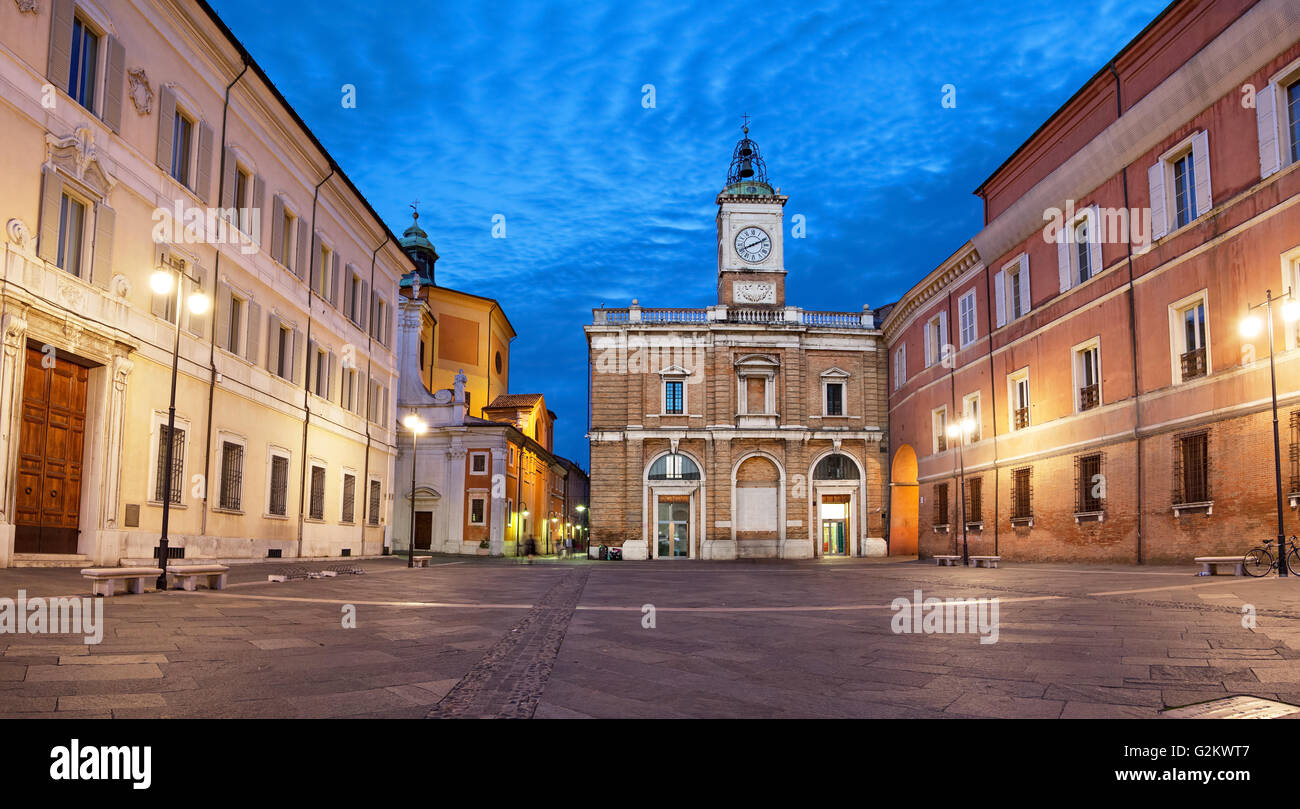 Piazza del Popolo in serata, Ravenna, Emilia Romagna, Italia Foto Stock