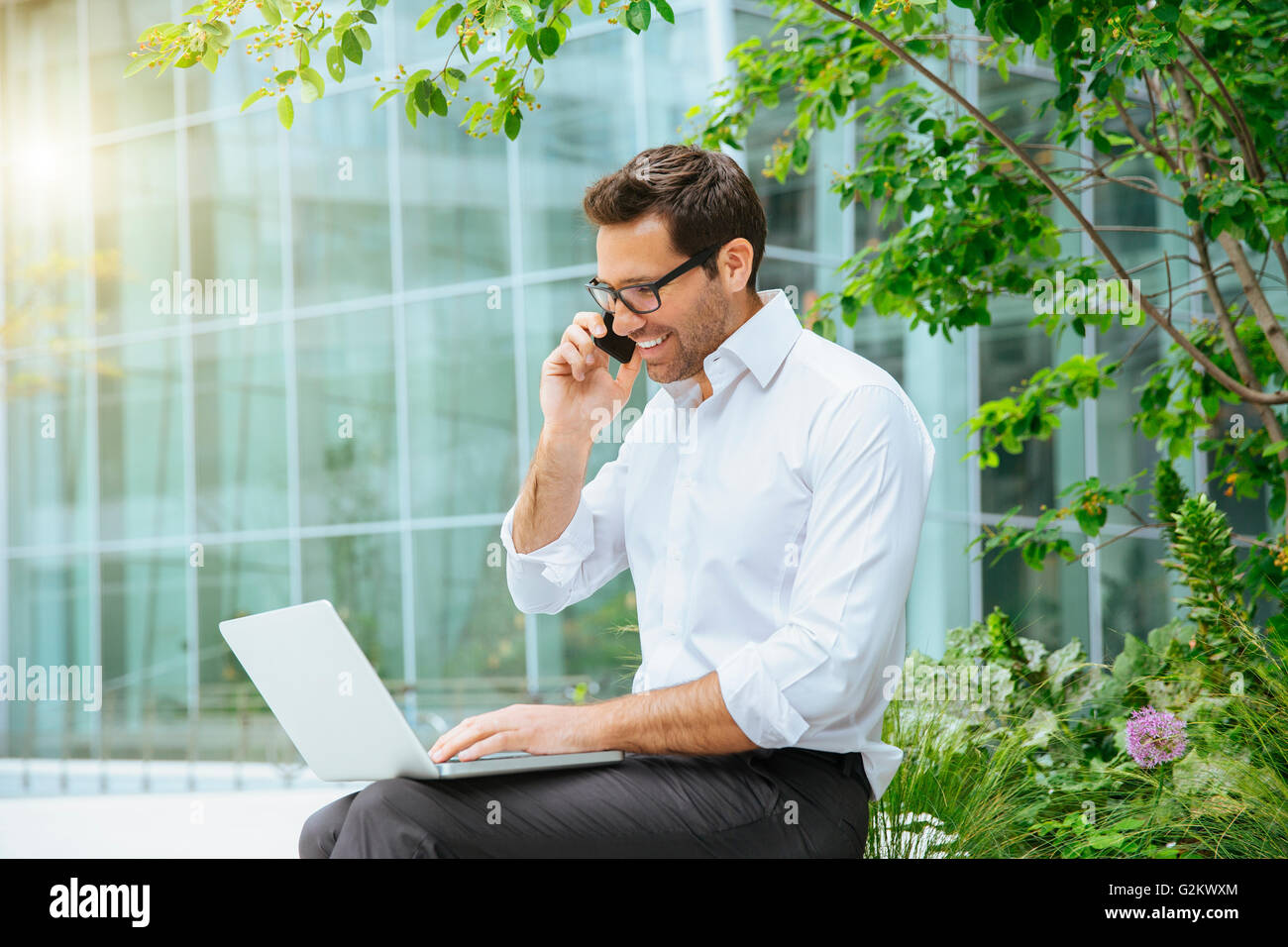 Proprietario di rete nel distretto finanziario Foto Stock