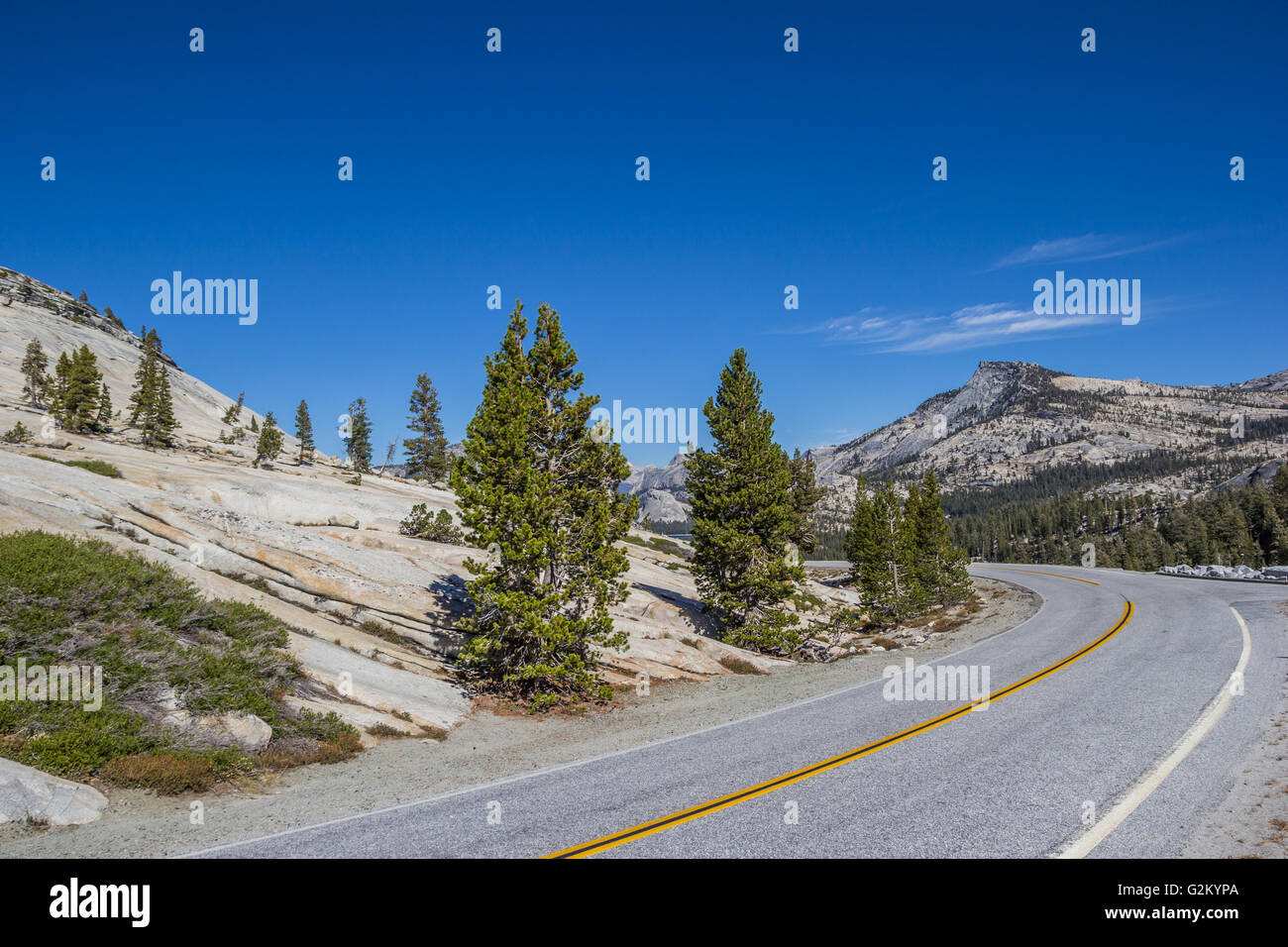 Tioga pass road nel Parco Nazionale di Yosemite in California, Stati Uniti d'America Foto Stock