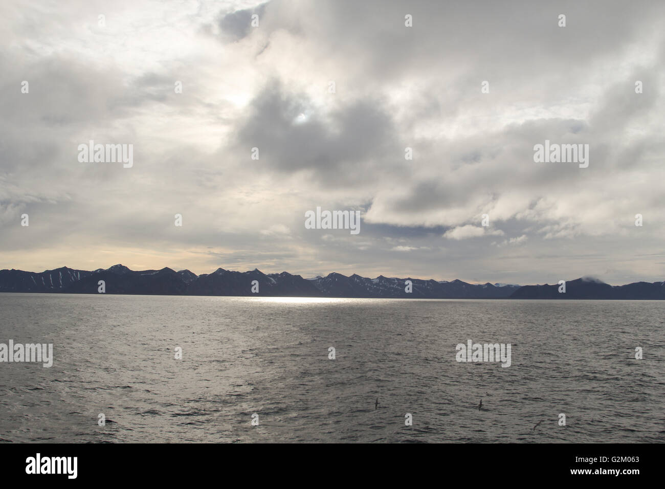 Mare norvegese. Riflessioni. Costa del Spitsbergen. Foto Stock