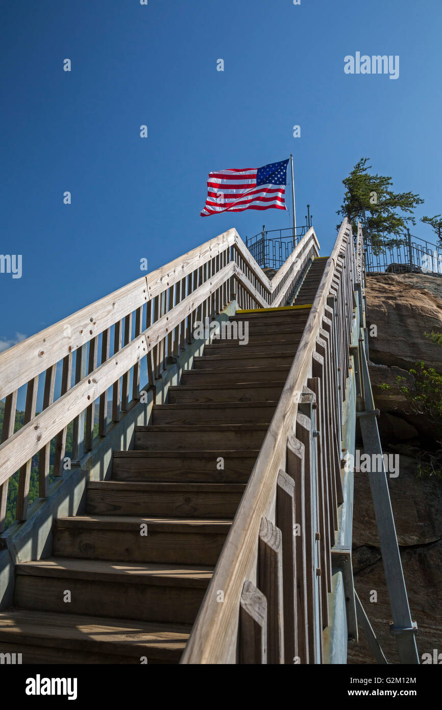 Chimney Rock, North Carolina - Chimney Rock State Park, una attrazione turistica con un 535 milioni di anni guglia di roccia. Foto Stock