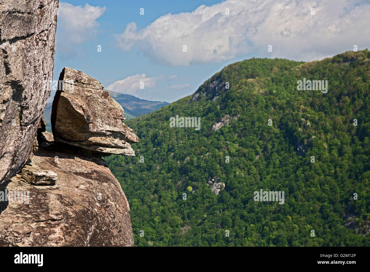 Chimney Rock, North Carolina - Devil's Head, una formazione rocciosa a camino Rock State Park. Foto Stock