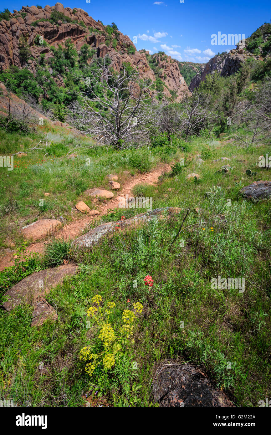 'L'restringe l' itinerario escursionistico in Wichita Mountains National Wildlife Refuge di SW Oklahoma Foto Stock