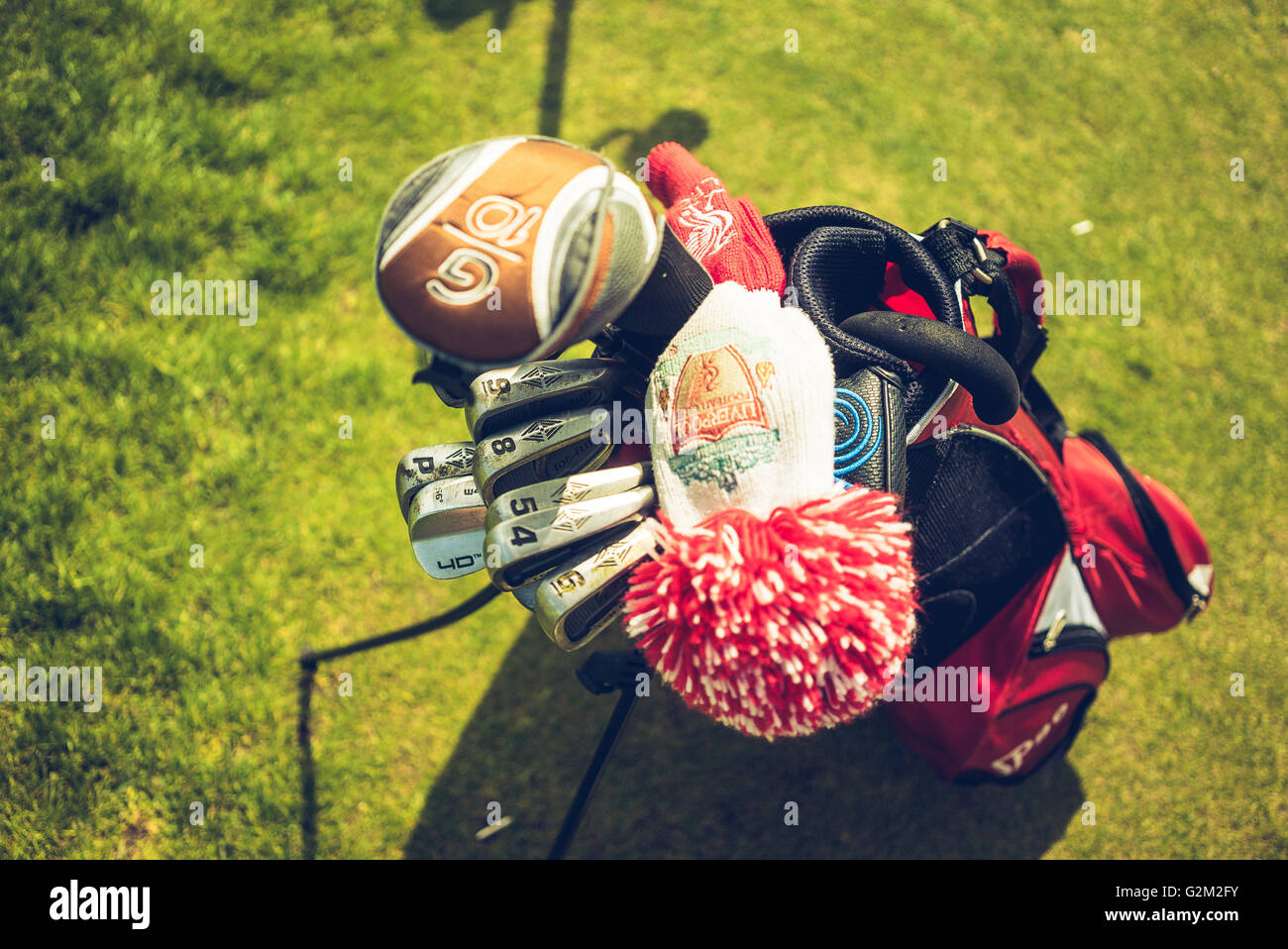 Golfbag con golf club Foto Stock