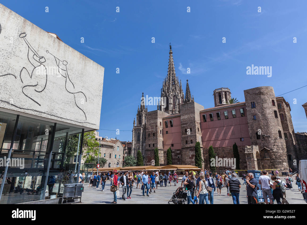 Il quartiere Gotico di Barcellona, in Catalogna, Spagna. Foto Stock
