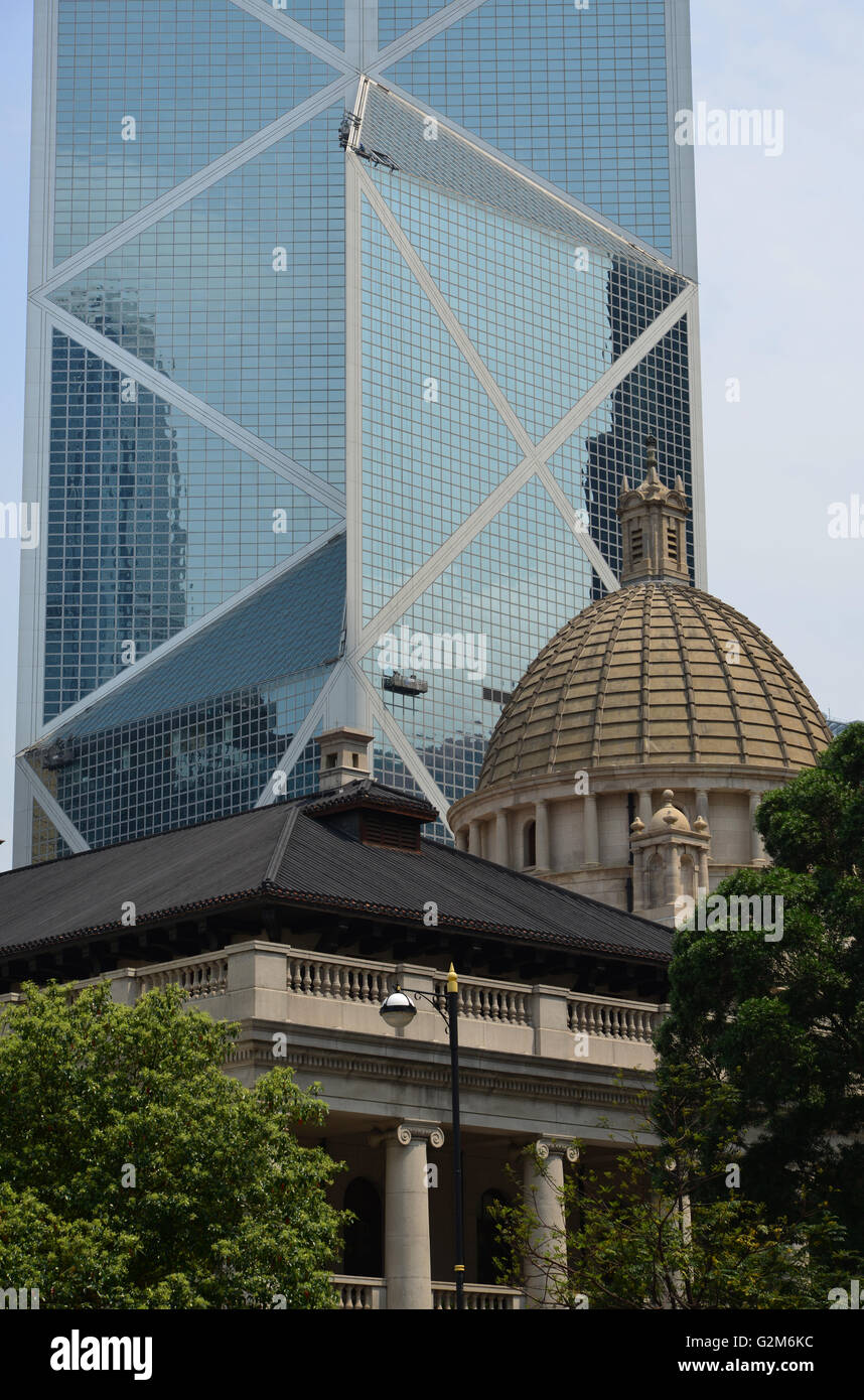Cina, Hong Kong, centrale, Corte di Appello Finale edificio e Banca di Cina Costruzione Foto Stock