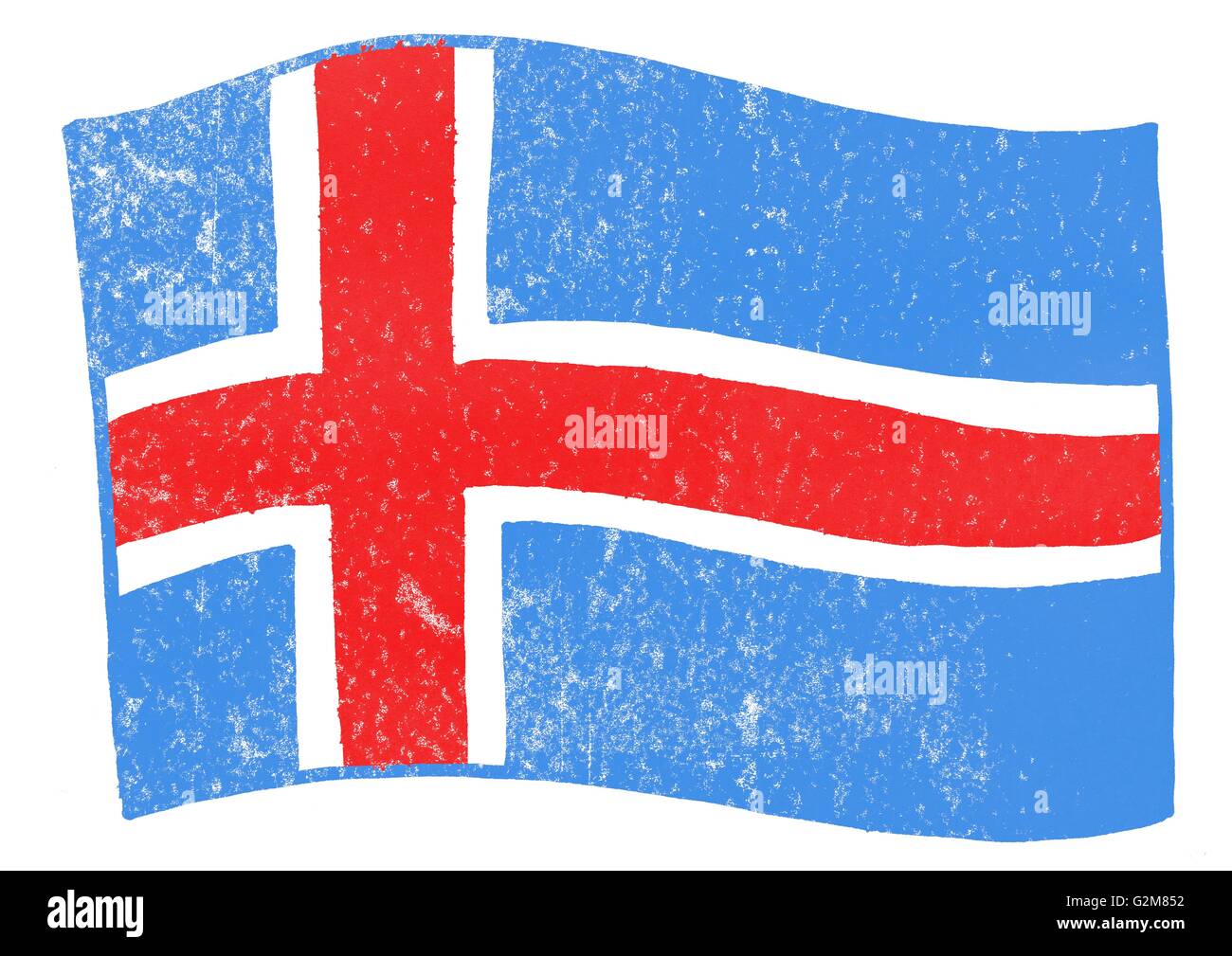Vista della bandiera islandese Foto Stock