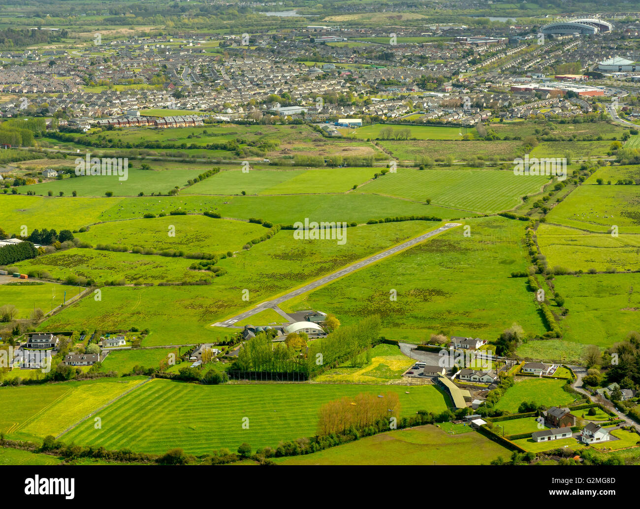 Vista aerea, Coonagh-Airfield, airfield, pista, airfield Limerick, County Clare, Limerick, Irlanda, Europa, vista aerea, Foto Stock