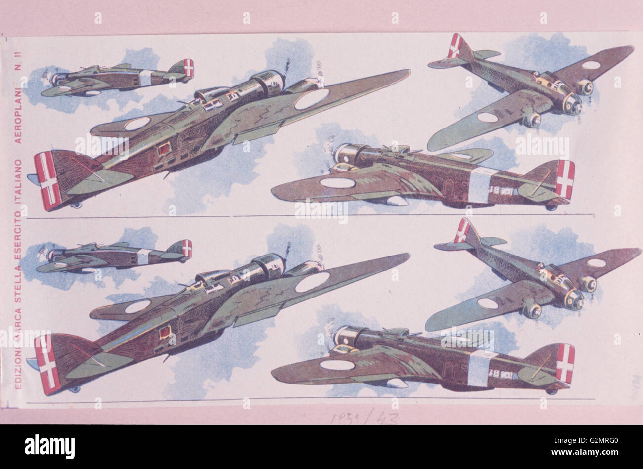 Foglio esercito italiano aeroplani n.11 ,edizioni marca stella Foto Stock