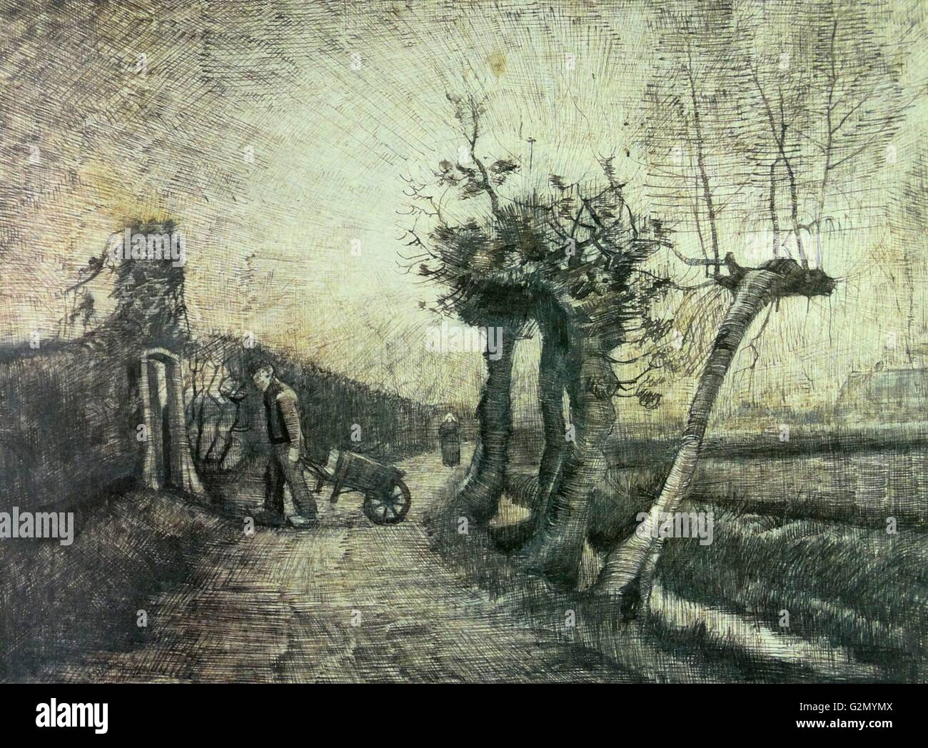 Dipinto dal famoso artista olandese Vincent Van Gogh (30 marzo 1853 - 29 luglio 1890), opera intitolata "dietro le siepi'. Completato nel 1884. Foto Stock