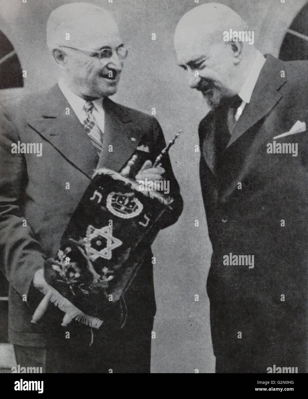 Washington, Stati Uniti, leader israeliano Chaim Weizmann l incontro con il presidente Harry Truman 1948 Foto Stock