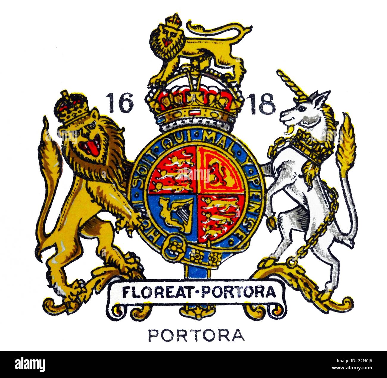 Emblema della Portora Royal School a Enniskillen, Irlanda del Nord Foto Stock