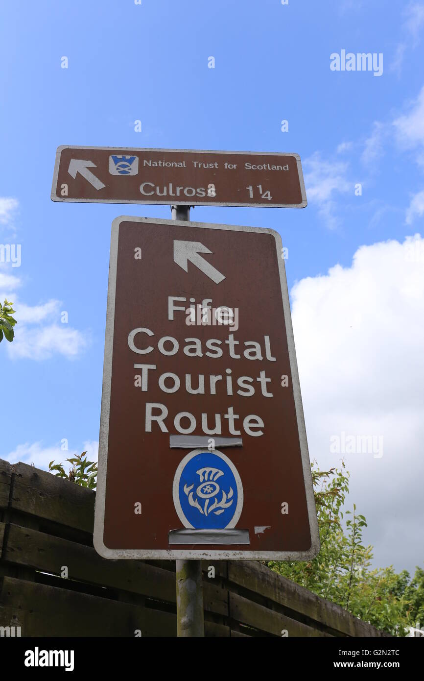 Fife Coastal rotta turistica segno vicino a Culross Fife Scozia Maggio 2016 Foto Stock