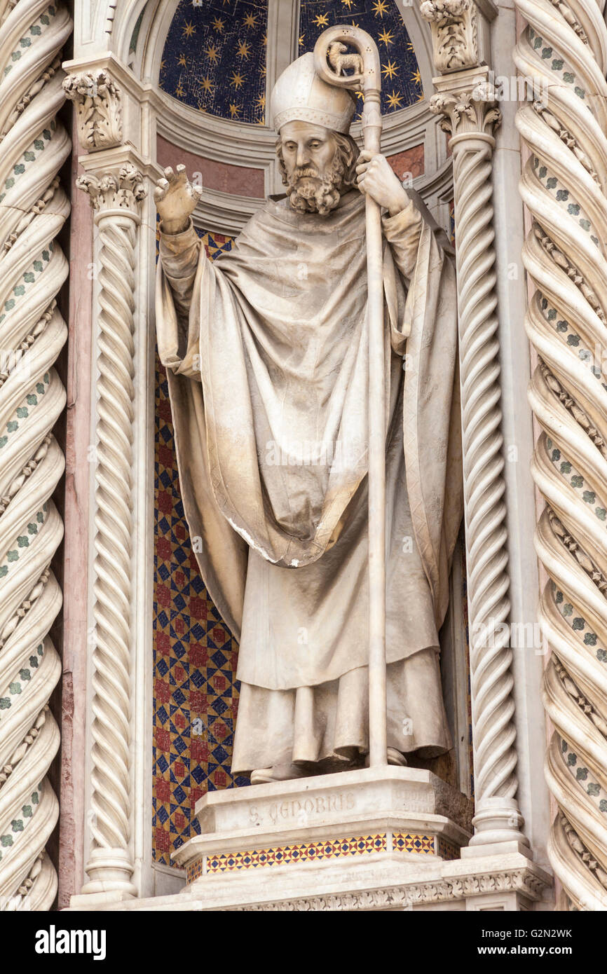 Statua di ingresso principale del Duomo di Firenze, Cattedrale di Santa Maria del Fiore, Firenze, Italia Foto Stock