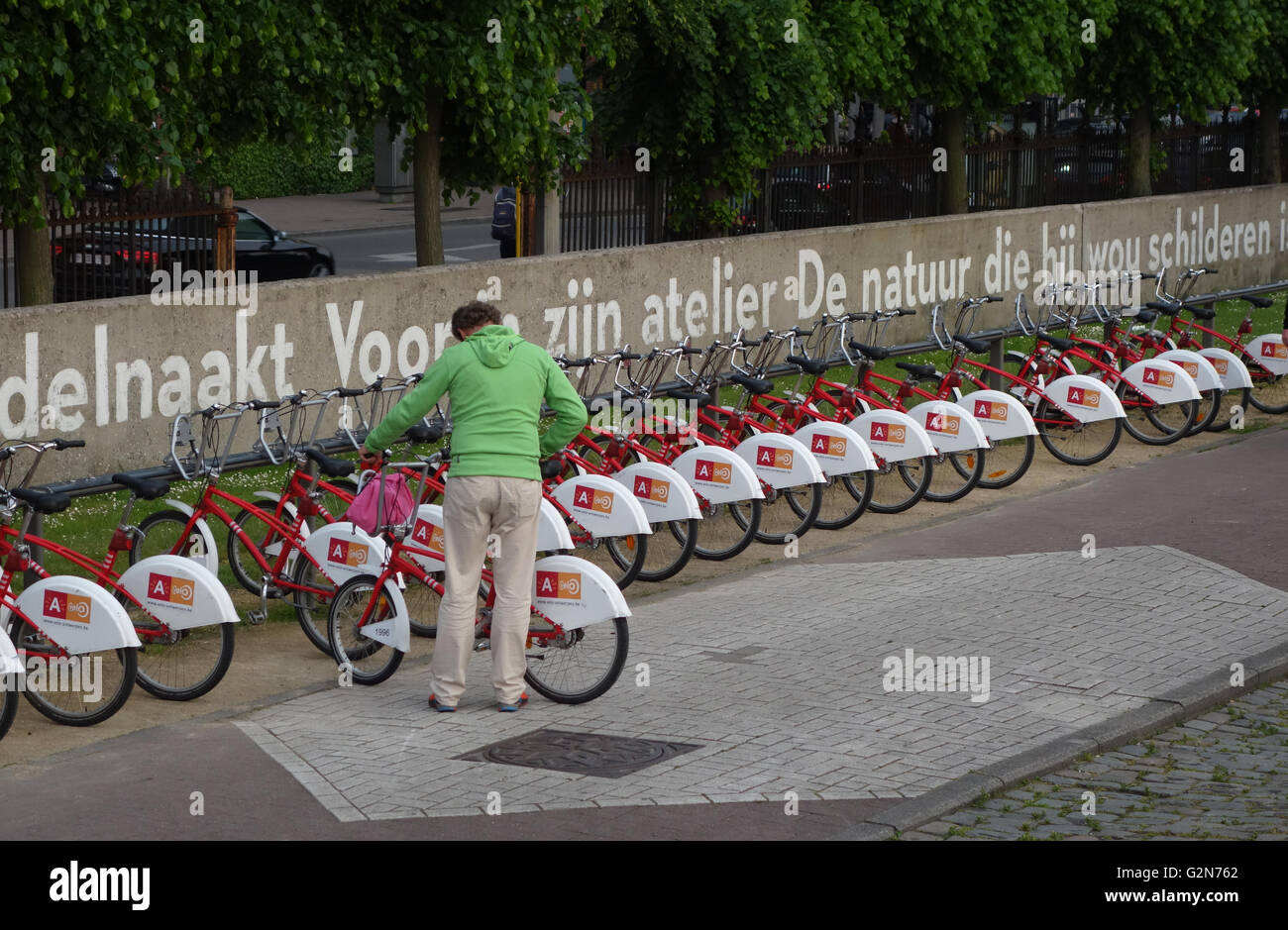 Velo Anversa, noleggio bici, schema di Anversa in Belgio Foto Stock