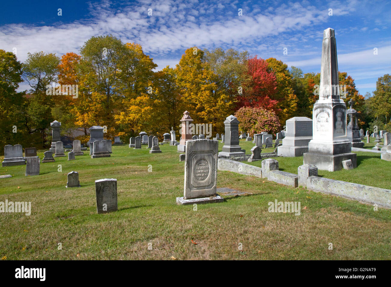 Rockingham Meeting House il cimitero di Rockingham, Vermont, USA. Foto Stock