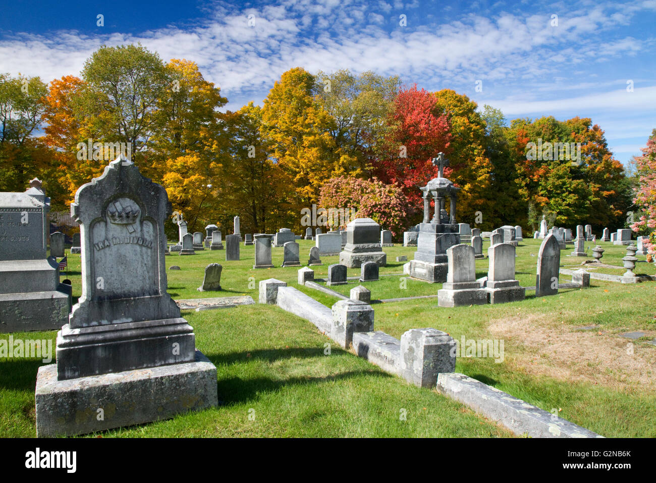 Rockingham Meeting House il cimitero di Rockingham, Vermont, USA. Foto Stock