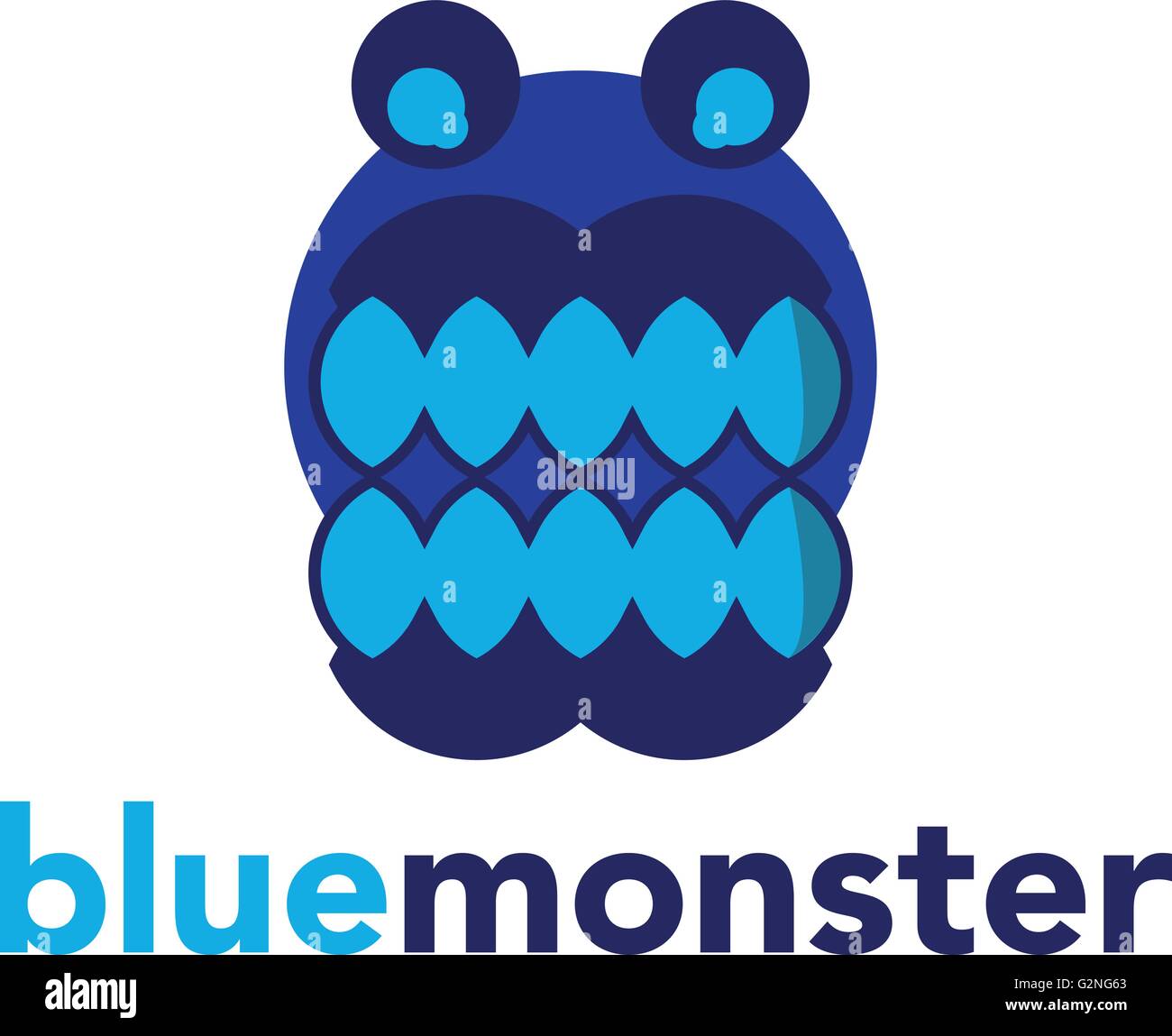 Monster face icona logo. Monster logotipo. A bocca aperta con i denti. Illustrazione Vettoriale