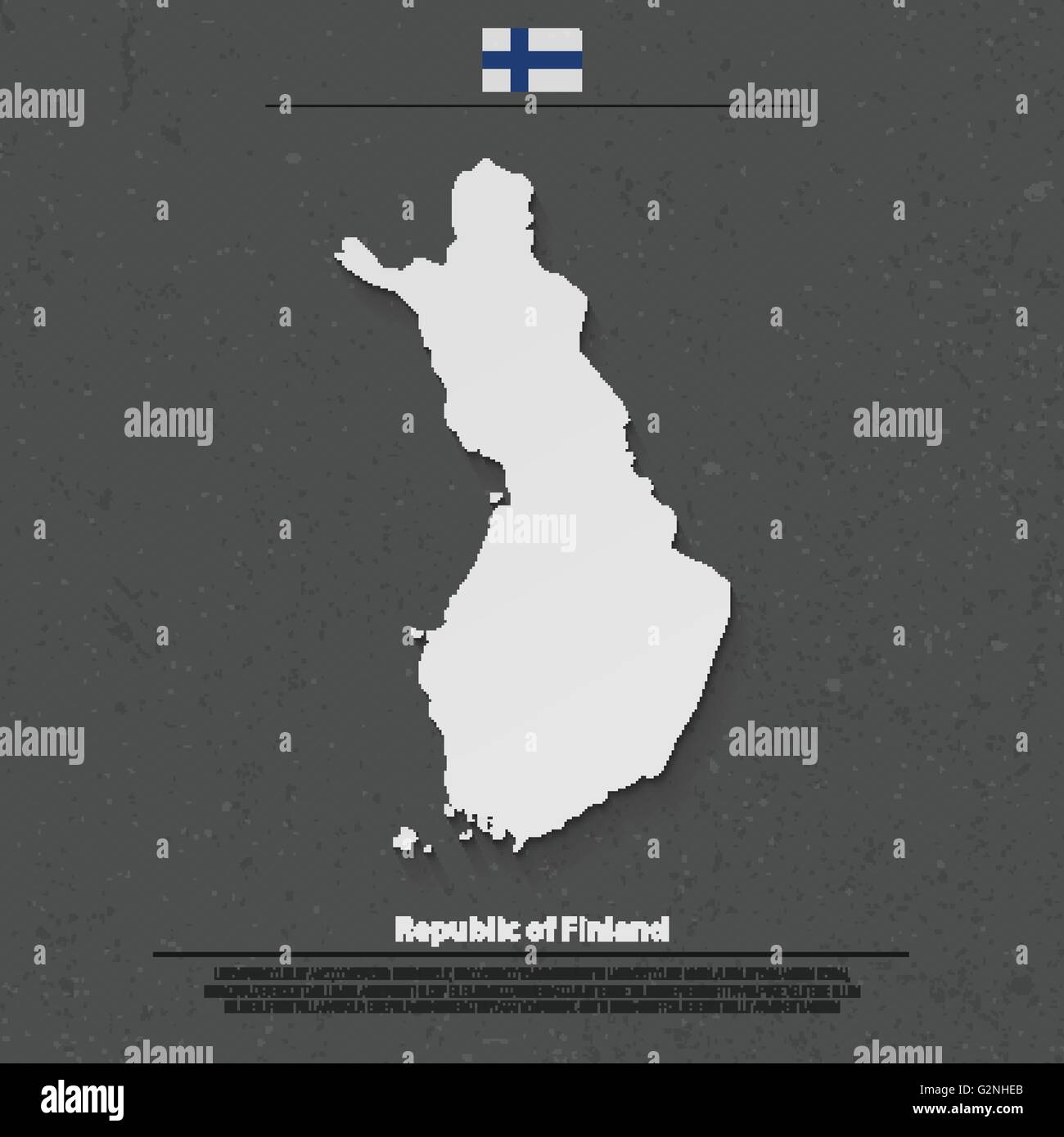 Repubblica di Finlandia mappa isolato e bandiera ufficiale icone. vettore politico finlandese mappa 3d'illustrazione. Suomi geographic banner Illustrazione Vettoriale