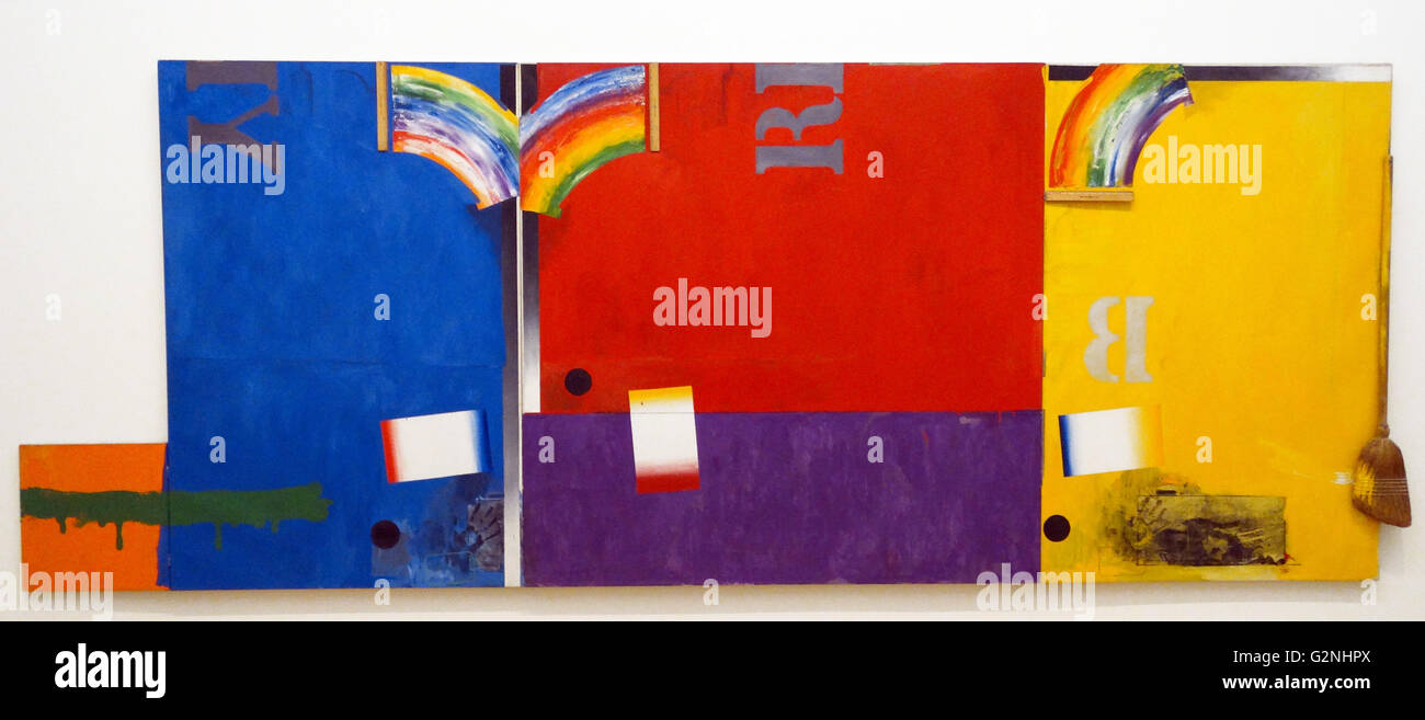 Untitled, 1964/1965 da Jasper Johns (b.1930). Artista contemporaneo americano che lavora principalmente nella pittura e incisione. Scopa olio e righelli su tela. Foto Stock