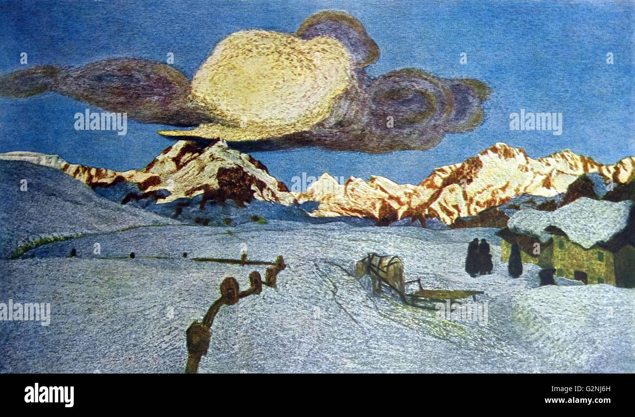 In caso di morte (1888 - 1889) di Giovanni Segatini (1858-1899), pittore italiano noto per i suoi grandi paesaggi pastorali delle Alpi. Più avanti nella vita ha combinato un Divisionismo stile della pittura simbolista con immagini della natura. Egli è stato attivo in Svizzera per la maggior parte della sua vita. Foto Stock