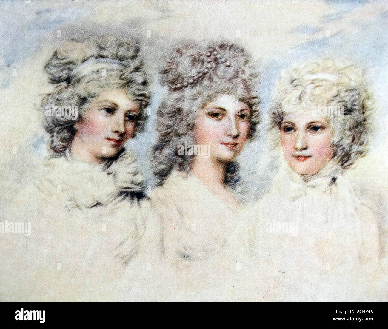 Le Suore Rushout 'le Tre Grazie' Anne (d.1849), Harriet (d.1851) e Elisabetta (1774-1862) da Andrew Plimer (1763-1837) un artista inglese, nato a Shropshire. Foto Stock
