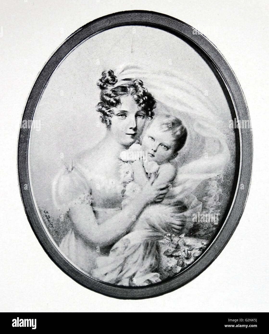 Regina Hortense e suo figlio, dopo Napoleone III (1808-1873) da Jean Baptiste Isabey (1767-1855), pittore francese. Foto Stock