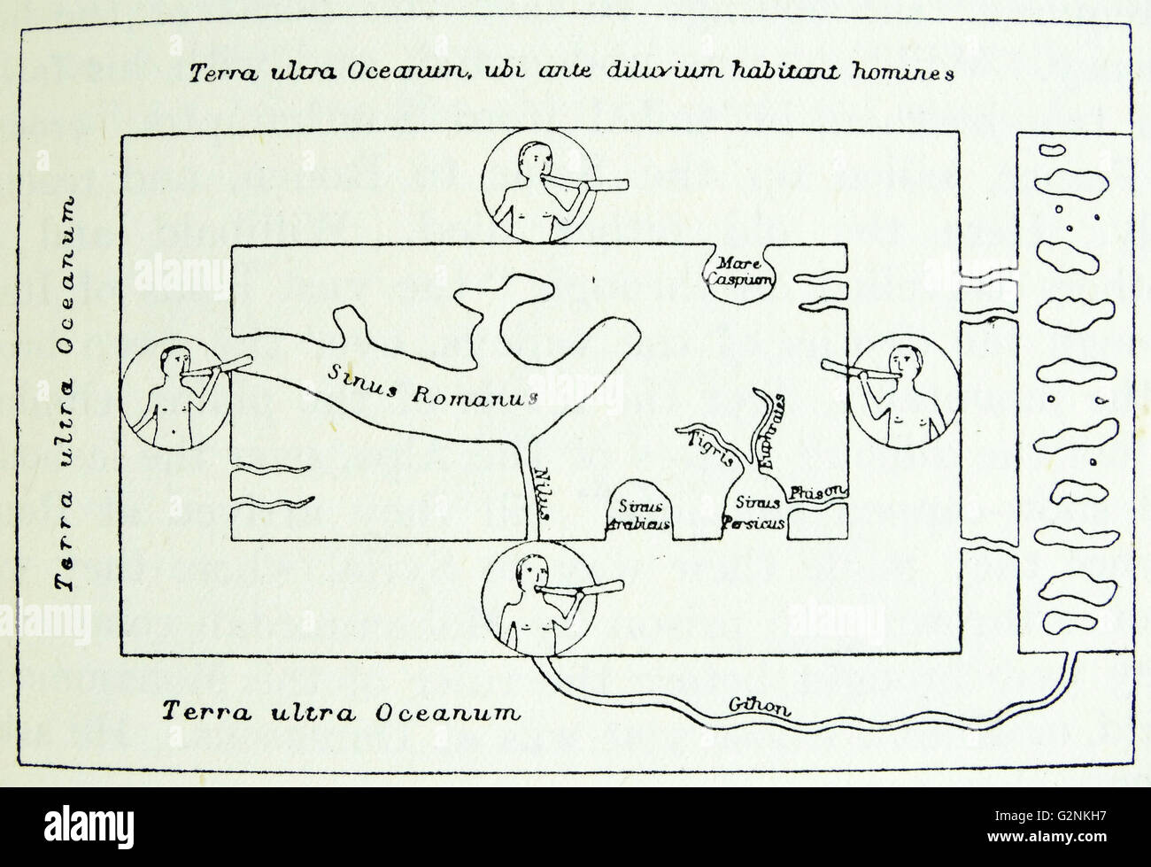 La mappa del mondo di Cosmas, VI secolo a. Foto Stock