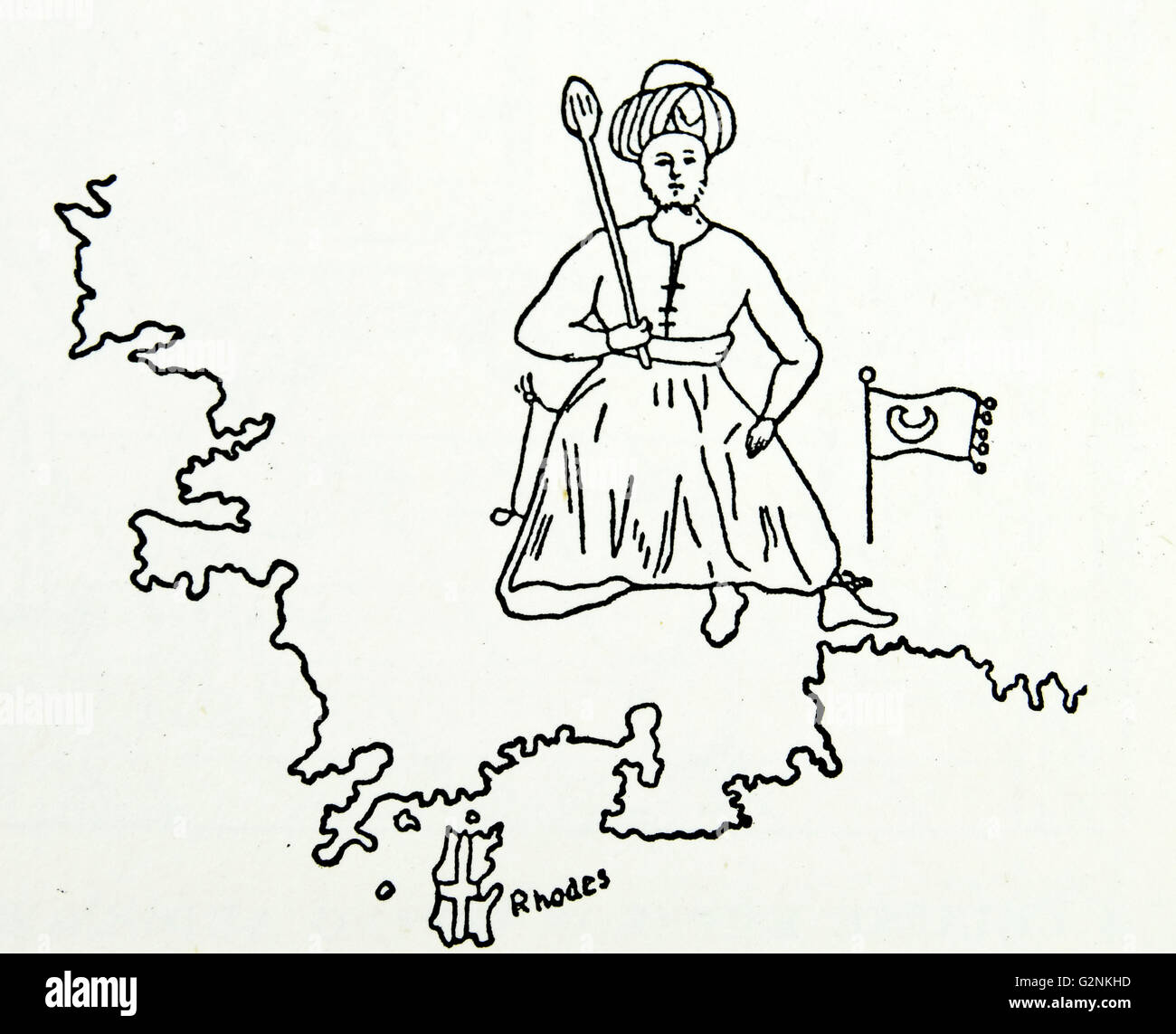 Un khalif sul suo trono. Dalla mappa di Ancona, 1497. Foto Stock