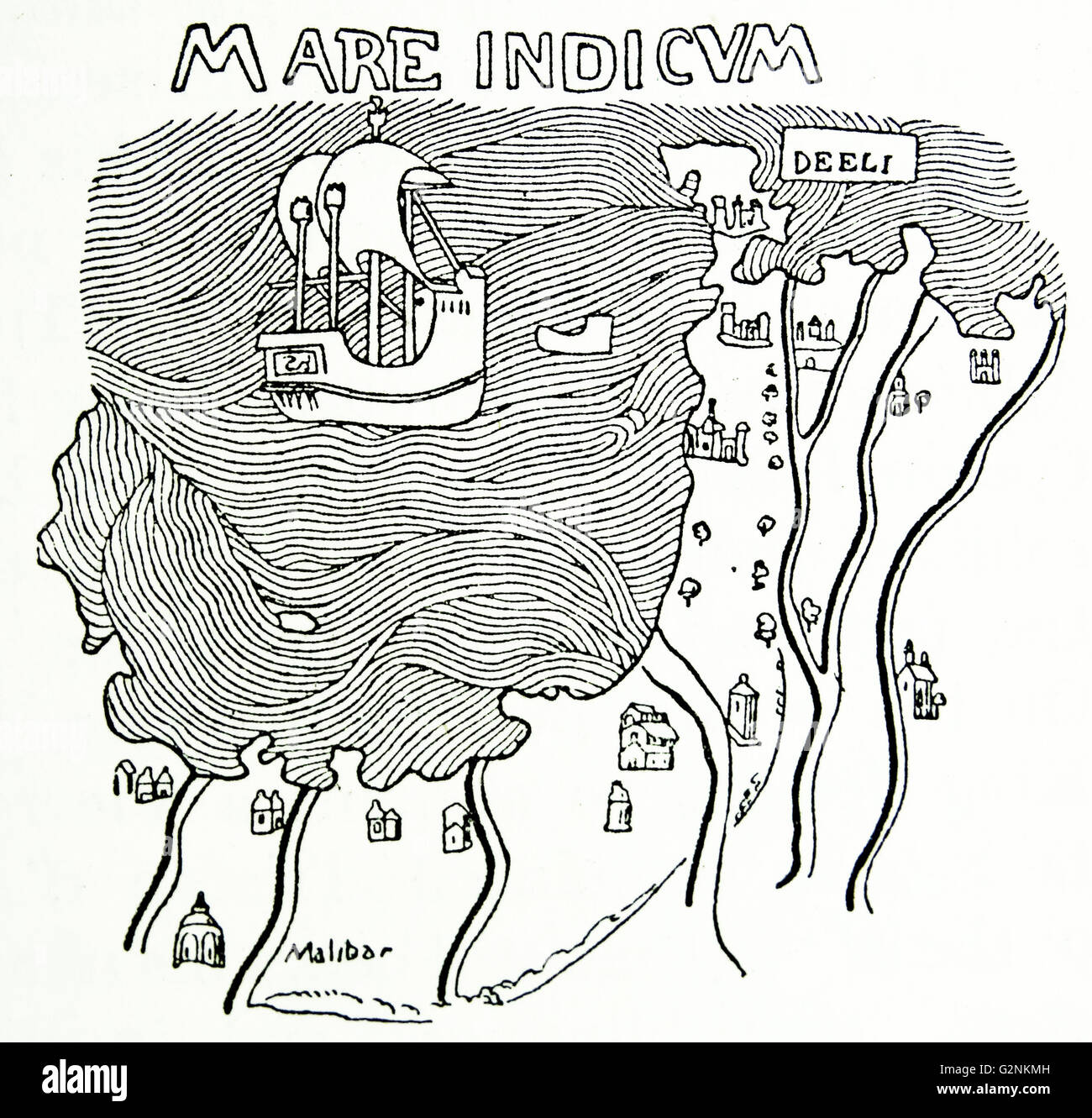 La Costa di Malabar. Da Fra Mauro mappa del. Foto Stock
