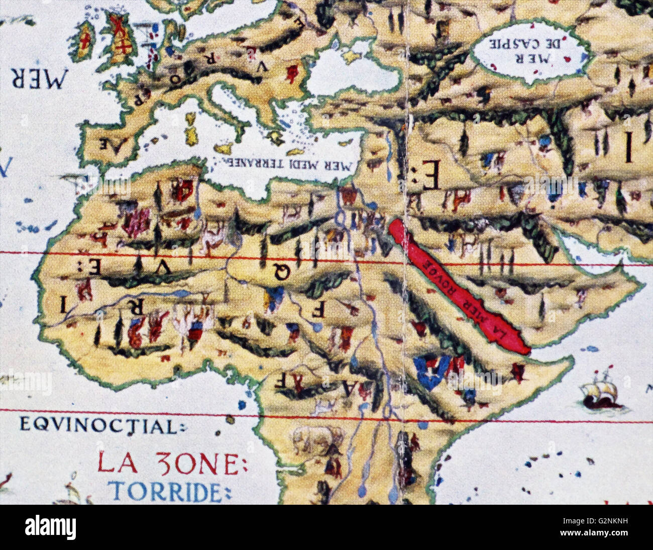 Il 'Dauphin' mappa del mondo. Realizzato da Pierre Desceliers, per ordine di Francesco I per il delfino (Henri II di Francia) Foto Stock