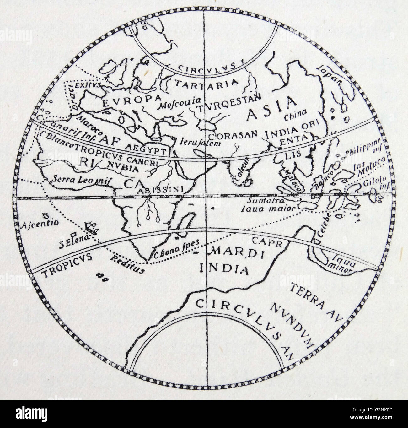 Il argento mappa del mondo. Il reverse half, che mostra il percorso di Drake's viaggio di ritorno dalla California nel 1579-1580, attraverso le isole delle spezie e dell'Oceano Indiano. Foto Stock