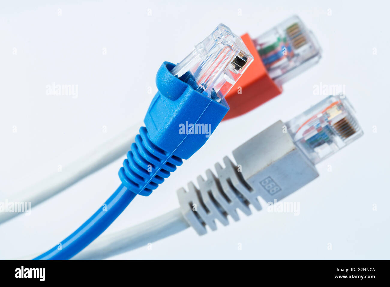 Colorate cavo di rete con connettori RJ45. Foto Stock