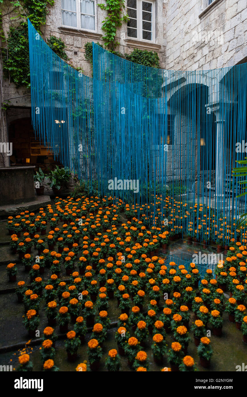 Arte floreale mostra a Girona. La Catalogna. Spagna. Foto Stock