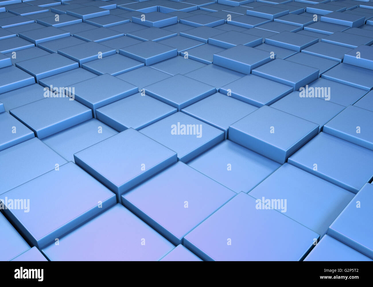 Campo di riflettente metallico piastrelle blu ad altezze differenti Foto Stock