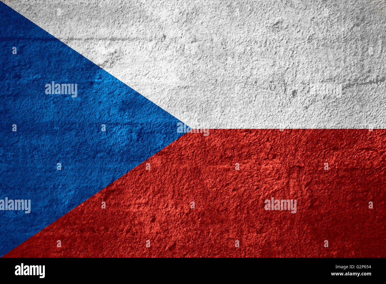 Bandiera della Repubblica ceca o banner sulla trama ruvida Foto Stock