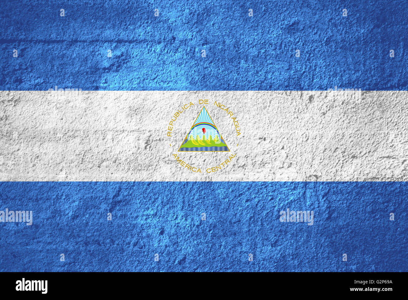 Bandiera del Nicaragua Nicaragua o banner sulla trama ruvida Foto Stock