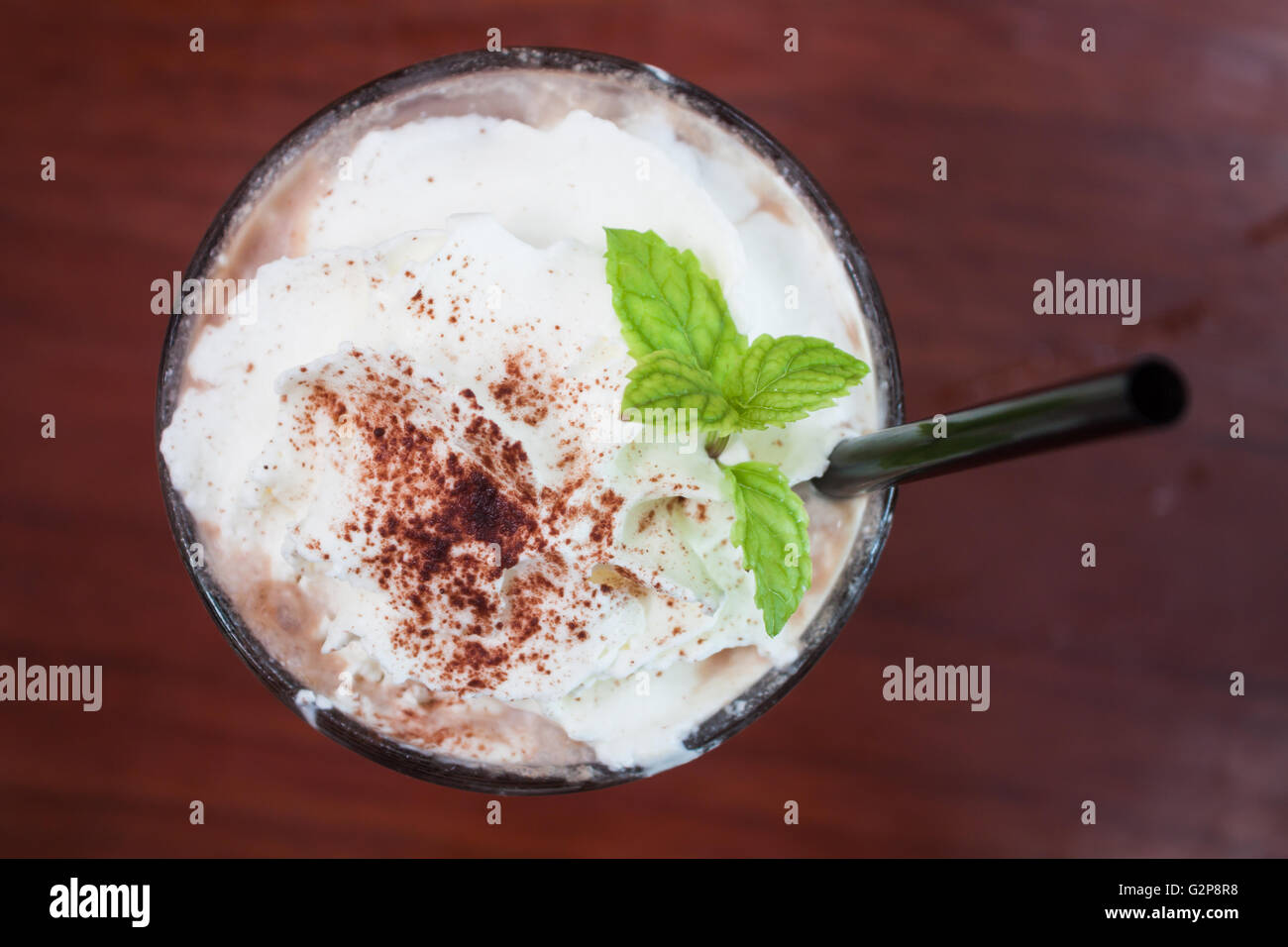 Caffè ghiacciato toping con panna montata, stock photo Foto Stock