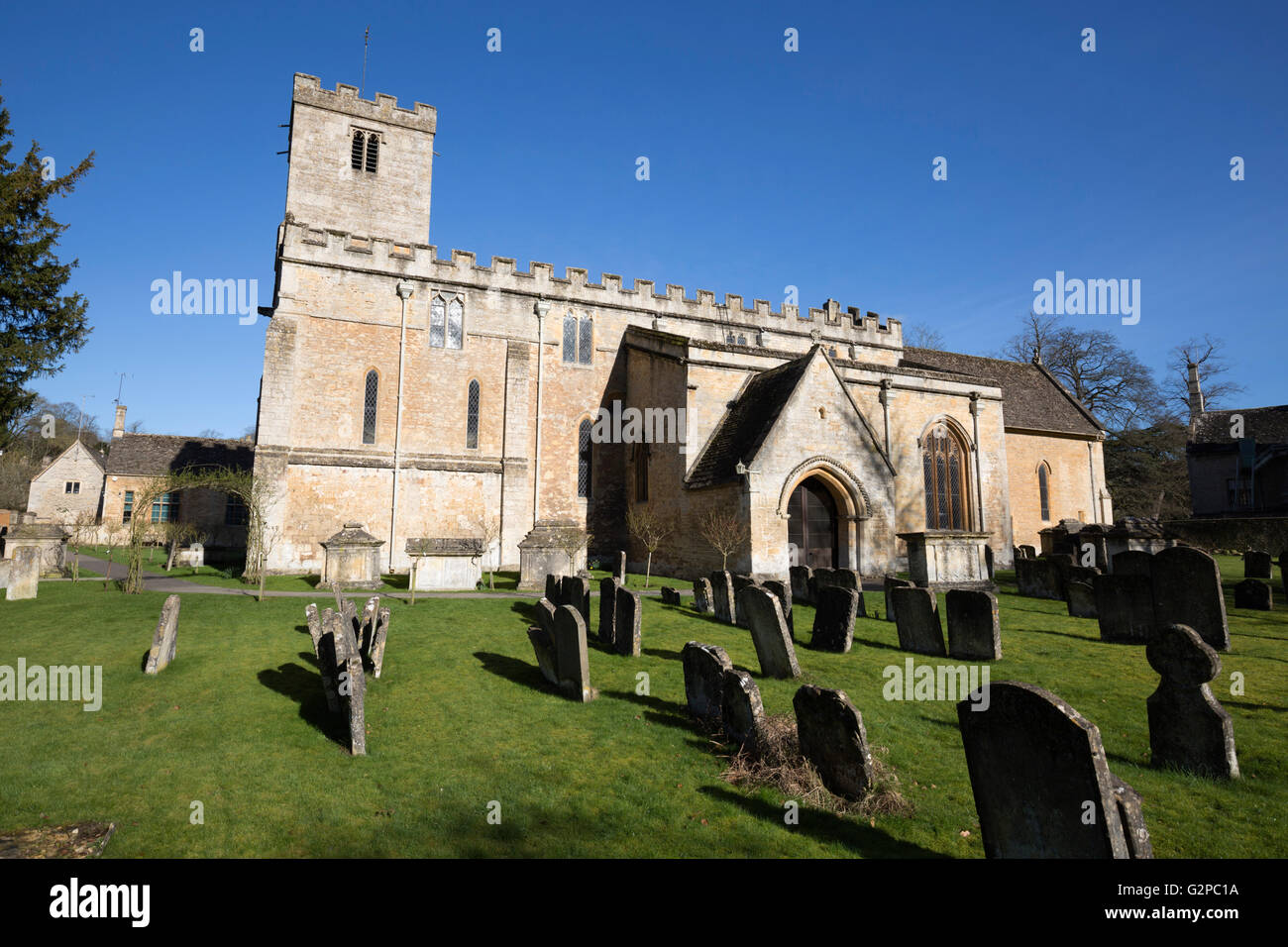 Chiesa di Santa Maria, Bibury, Cotswolds, Gloucestershire, England, Regno Unito, Europa Foto Stock