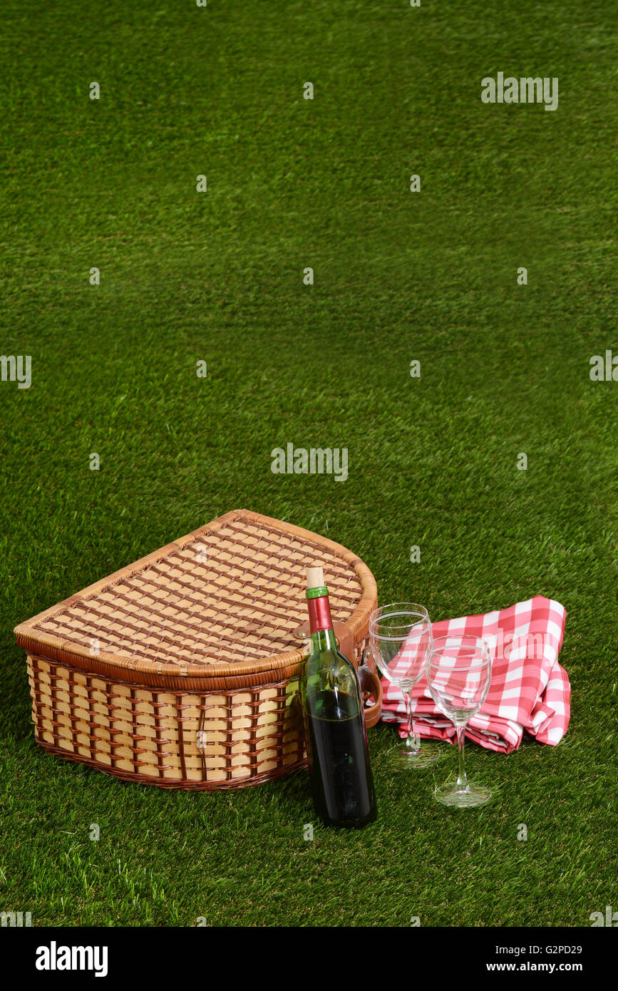 Picnic con vino rosso Foto Stock