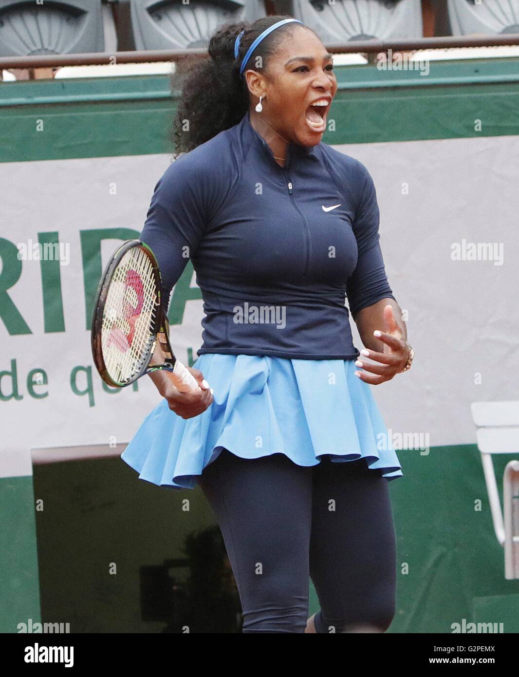 01.06.2016. Roland Garros, Parigi, Francia, Open di Francia di tennis campionati, giorno 11. Serena Williams batte Svitolina in Finale 8 gioco da 6-1 e 6-1 Foto Stock