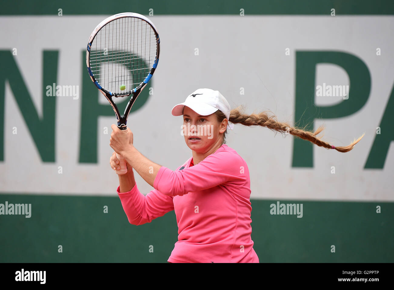01.06.2016. Roland Garros, Parigi, Francia, Open di Francia di tennis campionati, giorno 11. Yulia Putintseva (KAZ) come ha battuto Navarro in 2 set Foto Stock
