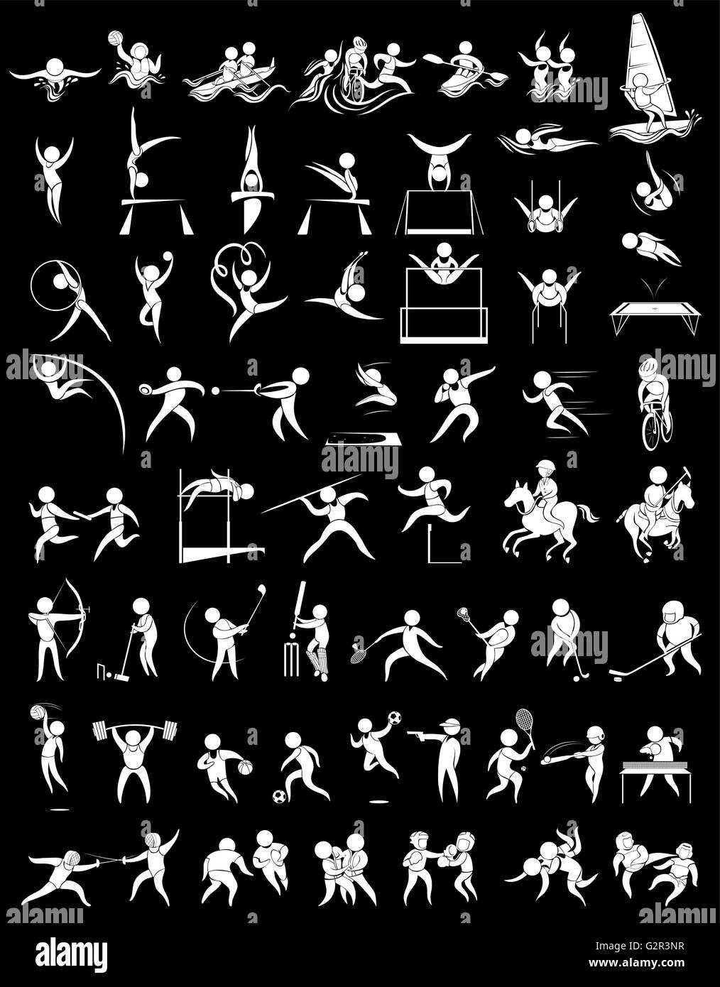 Icone dello sport per molti sport illustrazione Illustrazione Vettoriale