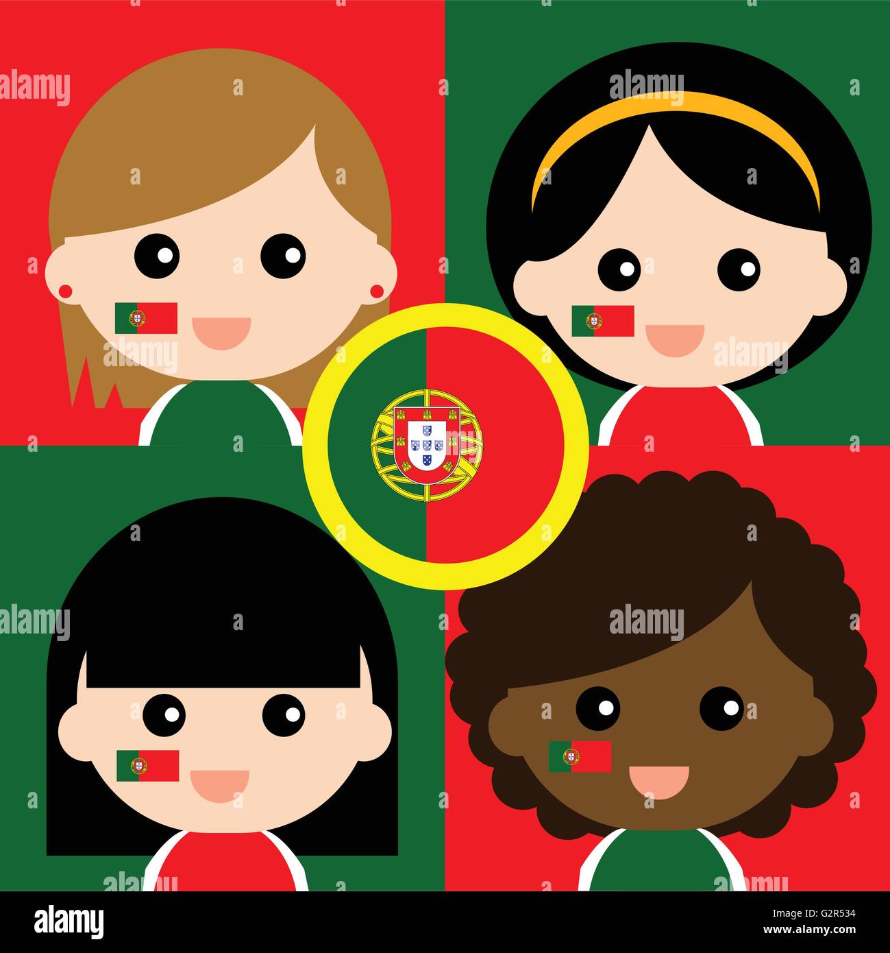 Gruppo di felice il Portogallo sostenitori Illustrazione Vettoriale