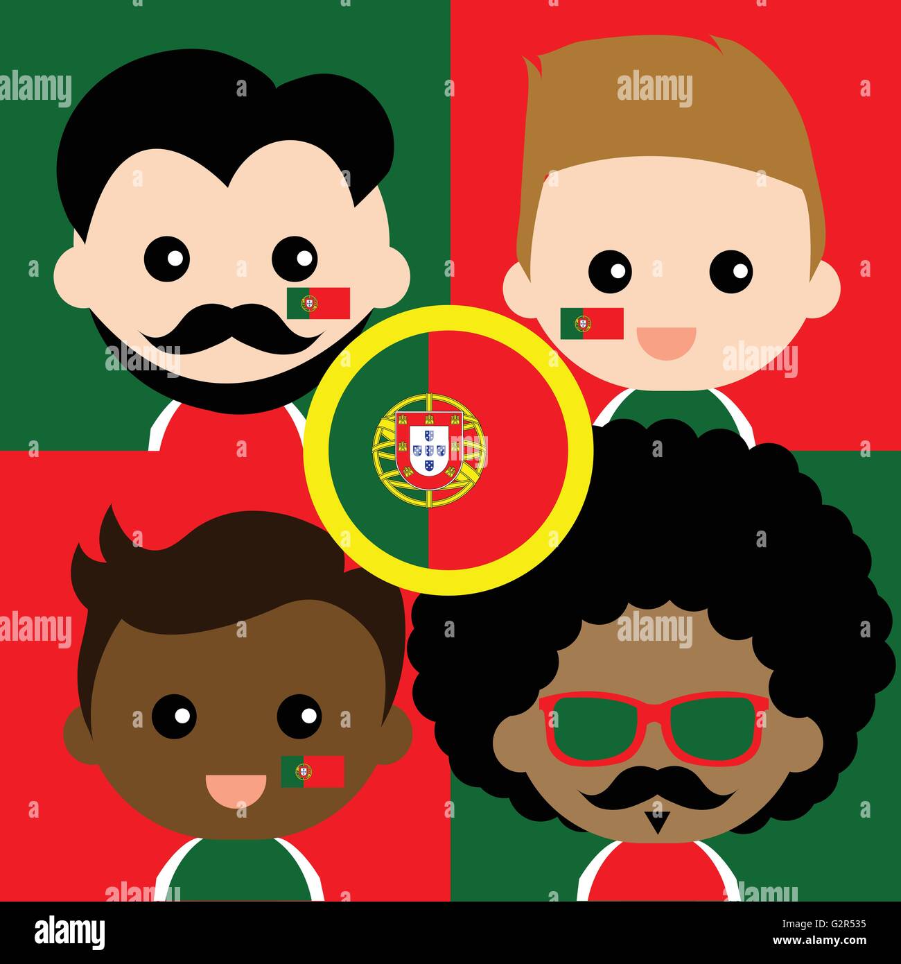 Gruppo di felice il Portogallo sostenitori Illustrazione Vettoriale