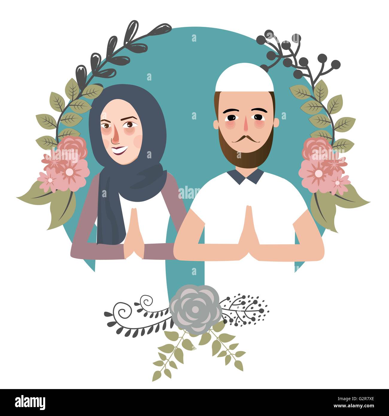 Giovane muslem saluti islam ramadan ied come per il perdono salam mariage Illustrazione Vettoriale