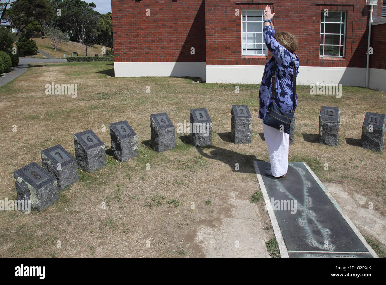 Meridiana di coinvolgimento umano in Wellington sull'isola nord della Nuova Zelanda Foto Stock