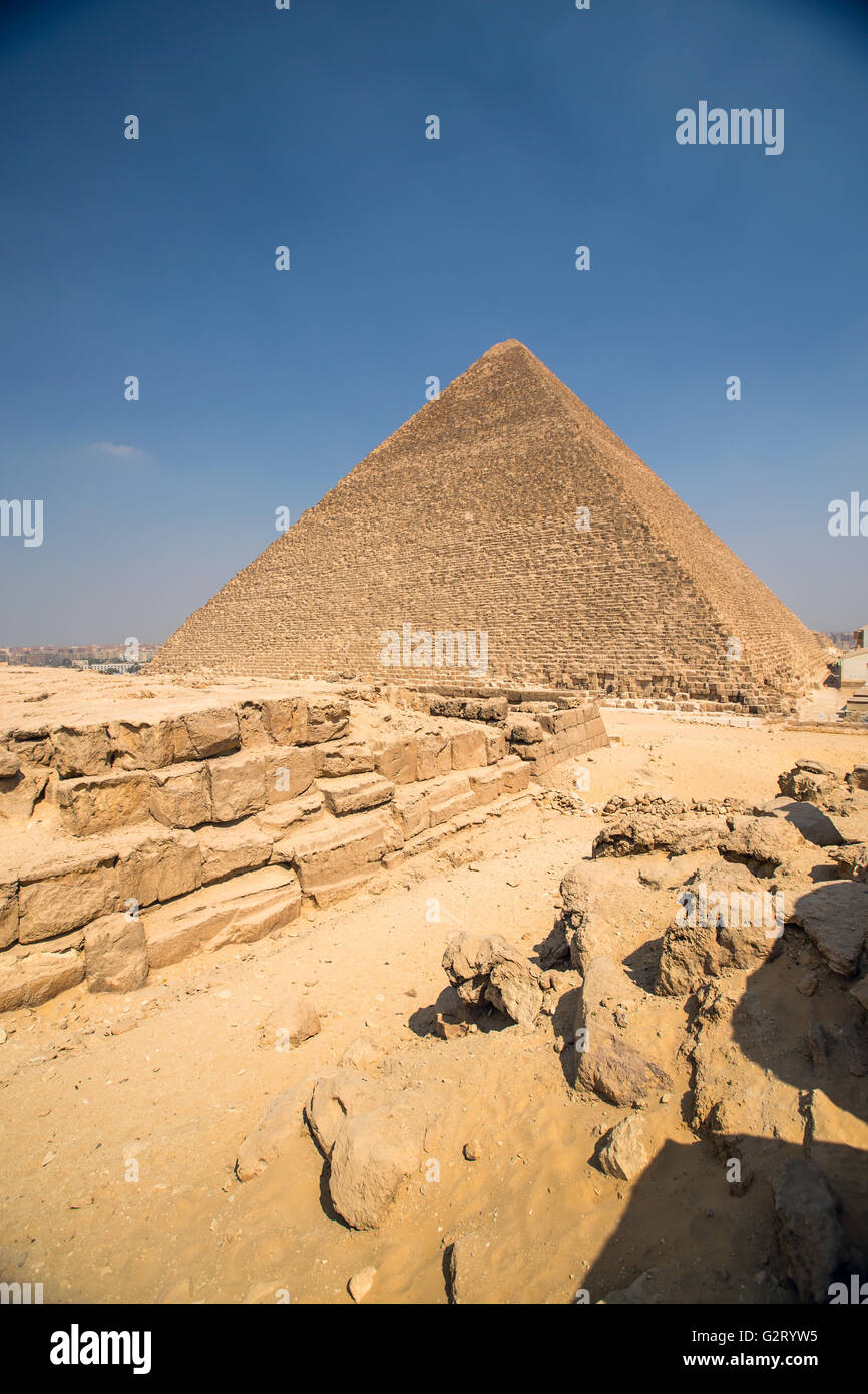 Piramidi dei faraoni in Giza. Il Cairo, Egitto Foto Stock