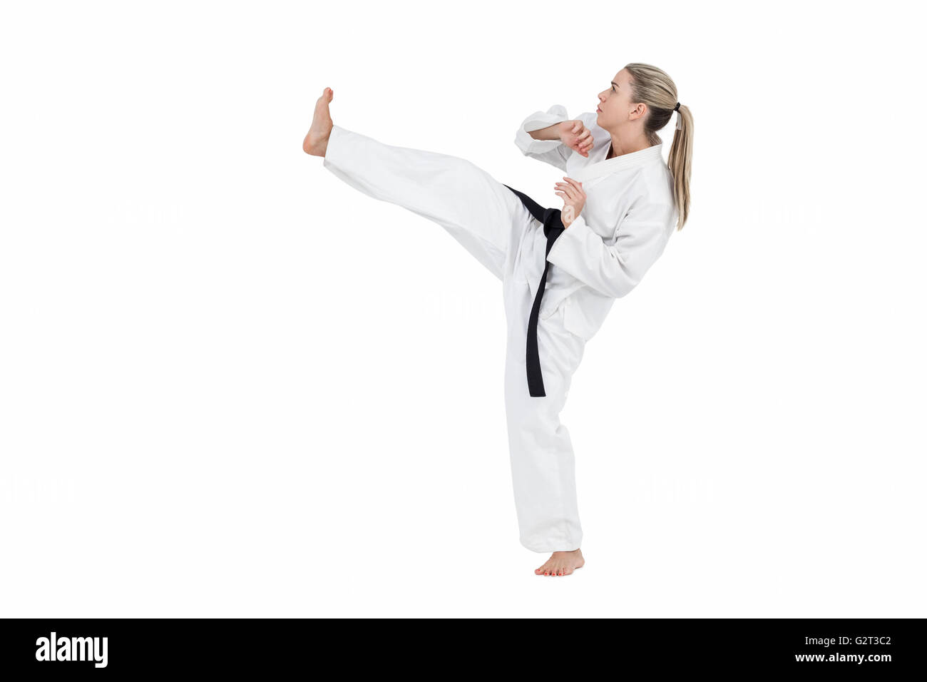 Atleta femminile a praticare Judo Foto Stock